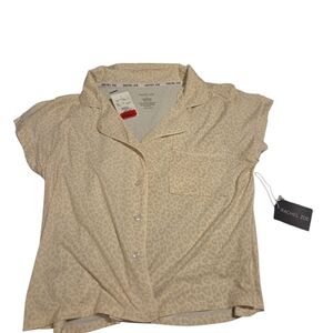 Rachel Zoe Cream Leopard-Print Pajama Top